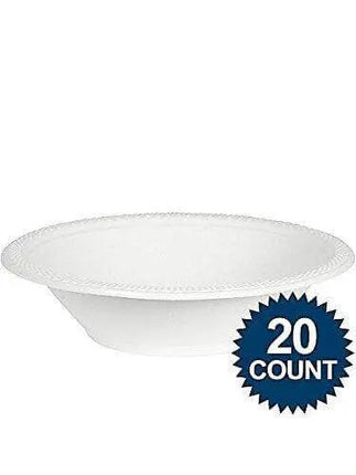 12oz Plastic Bowl - White (20ct) - Party Expo