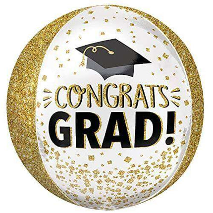 16" Congrats Grad Glitter Orbz Balloon - G6 Party Expo