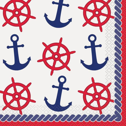 16 Nautical Anchor Lunch Napkins (16ct) - Party Expo