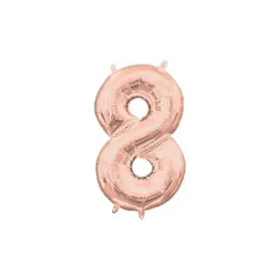 Anagram - 16" Number '8' Mylar Balloon - Rose Gold (Air-Filled) Party Expo