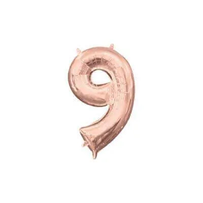 Anagram - 16" Number '9' Mylar Balloon - Rose Gold (Air-Filled) Party Expo