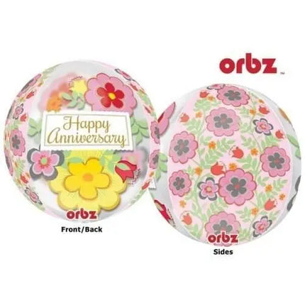 16" Flowery Anniversary Orbz Balloon Party Expo
