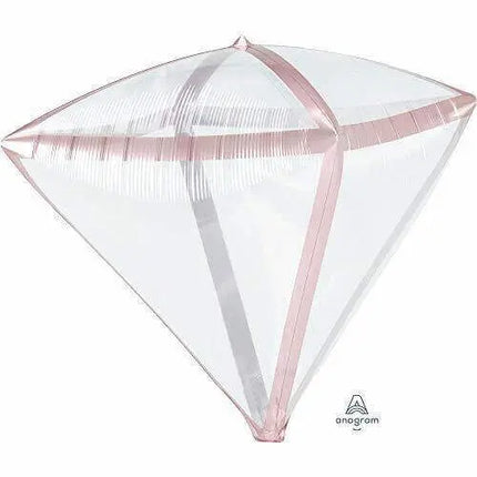 Anagram - 17" Clear Rose Gold Trim Diamondz Balloon #274 Party Expo