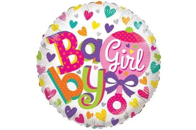 18" Baby Girl Rattle Mylar Balloon #434 Party Expo
