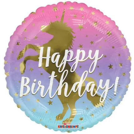 18" Golden Unicorn Birthday Mylar Balloon #451 Party Expo