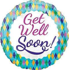 18" Get Well Soon Colorful Diamonds Mylar Balloon #176 Party Expo