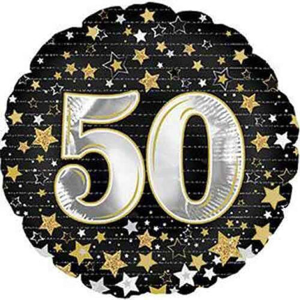 18" Happy Birthday Number 50 Mylar Balloon - Gold & Silver Party Expo
