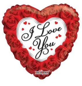 18" I Love You Classic Roses Mylar Balloon - V4 Party Expo