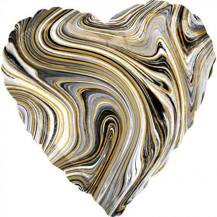 18" Marble Print Black Heart Mylar Balloon #368 Party Expo