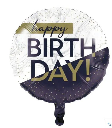 18" Navy & Gold Milestone Happy Birthday Mylar Balloon #125 Party Expo