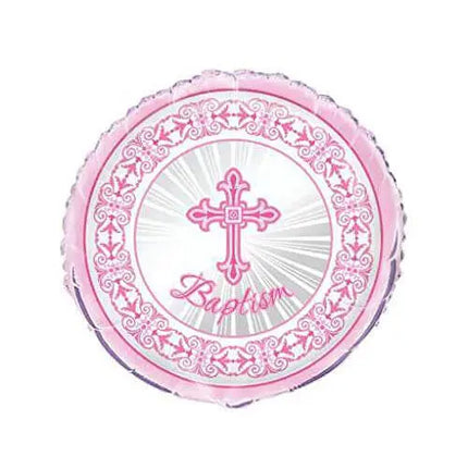 18" Pink Radiant Cross Baptism Foil Balloon #287 Party Expo