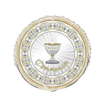 18" Radiant Cross Communion Round Mylar Balloon - Gold & Silver #335 Party Expo