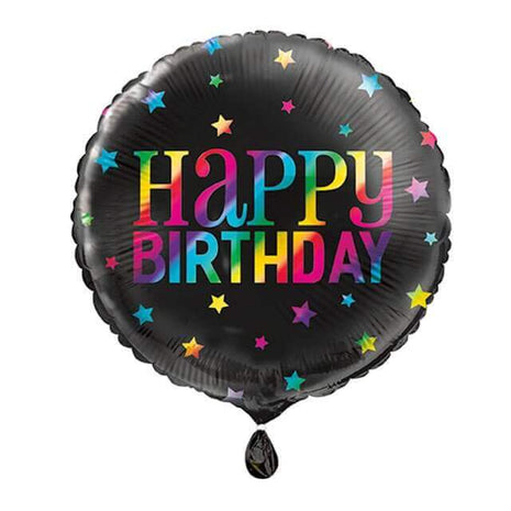 18" Rainbow Happy Birthday Mylar Balloon #382 - SKU:53840 - UPC:011179538409 - Party Expo