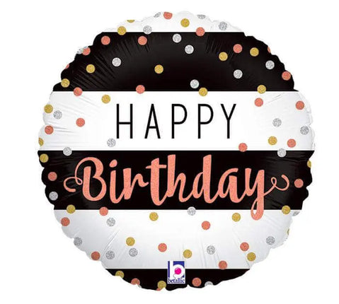 18" Rose Gold Birthday Holographic Mylar Balloon #78 Party Expo