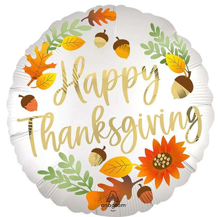 18" Satin Happy Thanksgiving Mylar Balloon Party Expo