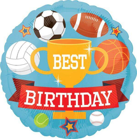 18" Sports Birthday Mylar Balloon #201 - SKU:90047 - UPC:026635366489 - Party Expo