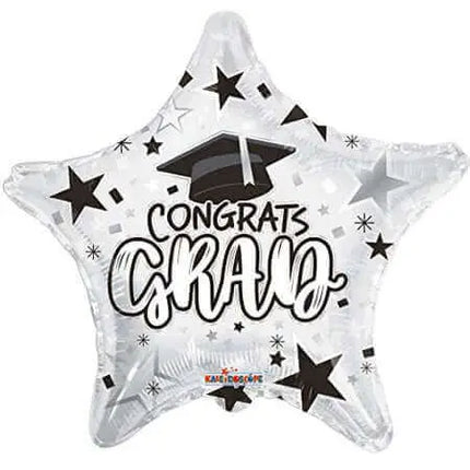 18" Star Congrats Grad Mylar Balloon - White - G27 Party Expo