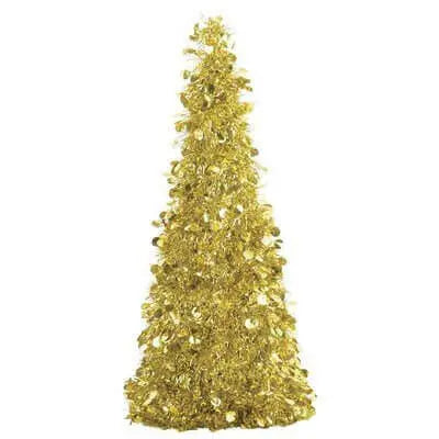 18" Tinsel Christmas Tree Centerpiece - Gold Party Expo