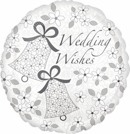 18" Wedding Wishes Bells Mylar Balloon #151 Party Expo