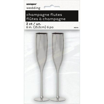 2 Silver Flut Champagne Favor - Party Expo