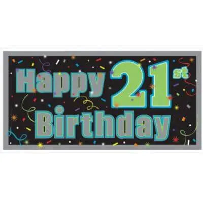 21st Brilliant Birthday Banner Large Horizontal - Party Expo