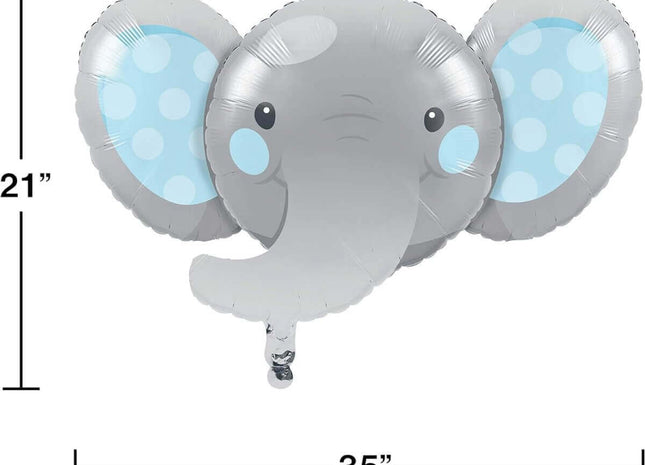 24" Enchanting Elephants Boy Metallic Mylar Balloon - SKU:346355 - UPC:039938718664 - Party Expo