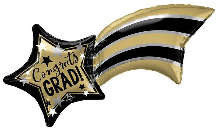 27" Congrats Grad Shooting Star - Gold, Silver & Black Party Expo