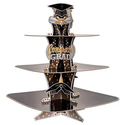 3-Tier Congrats Grad Cupcake Stand Dessert Holder - Party Expo