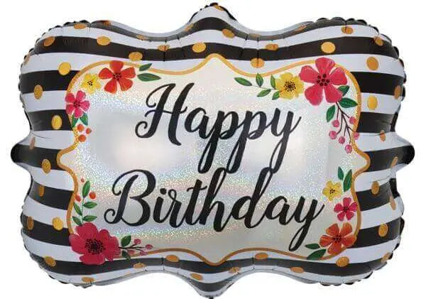 30" Floral Frame Birthday Mylar Balloon - SS1 Party Expo