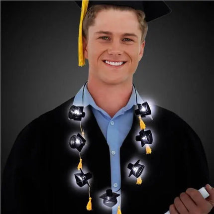 33" LED Black Graduation Caps Necklace (1ct) Party Expo