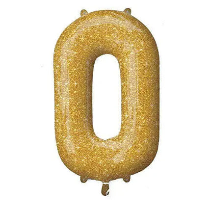 34" Number '0' Mylar Balloon - Gold Sparkle Party Expo