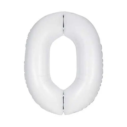 34" Number '0' Mylar Balloon - White Party Expo