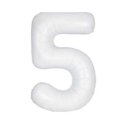 34" Number '5' Mylar Balloon - White Party Expo