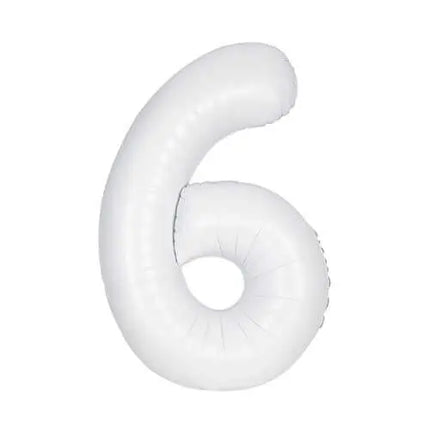 34" Number '6' Mylar Balloon - White Party Expo