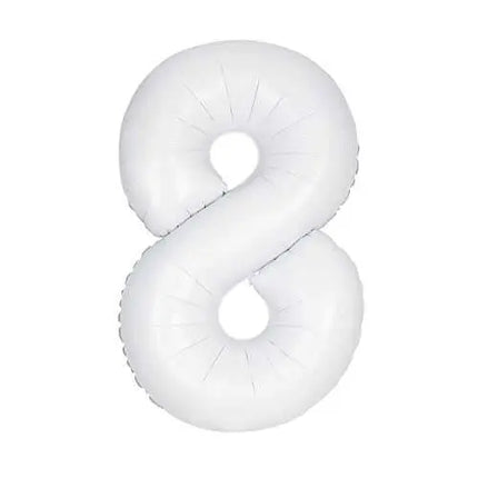 34" Number '8' Mylar Balloon - White Party Expo