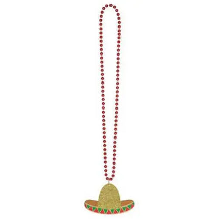 36" Cinco De Mayo Glitter Sombrero Plastic Necklace Party Expo
