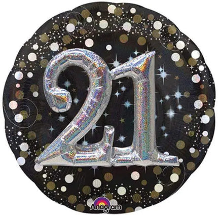 36" Sparkling 21st Birthday Holographic Mylar Balloon Party Expo