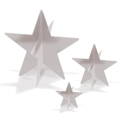 3D Foil Star Centerpieces - Silver - Party Expo