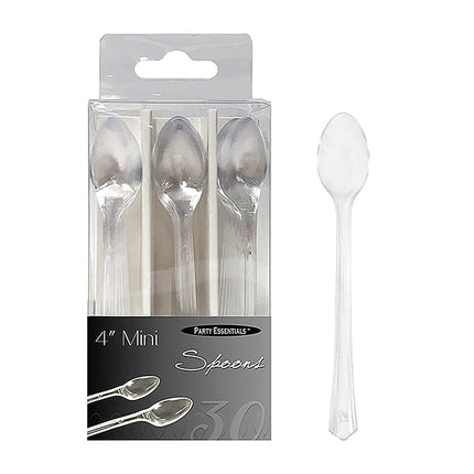 4" Party Essentials Mini Plastic Spoons - Clear (30ct) Party Expo