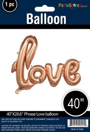 40" LOVE Foil Balloon - Rose Gold (Air filled) Party Expo
