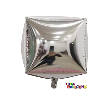 4D Square Shape Mylar Balloon - Silver - Party Expo