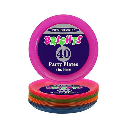 6" Assorted Neon 40ct Party Plates Party Expo