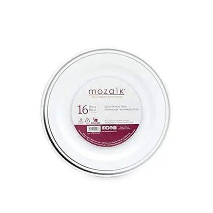 7.5" Mozaik Premium Trim Silver Round Decorative Lunch Plates Party Expo