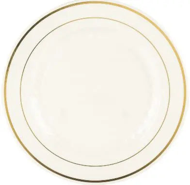 7.5" White Plate with Gold Hot Stamp Party Expo