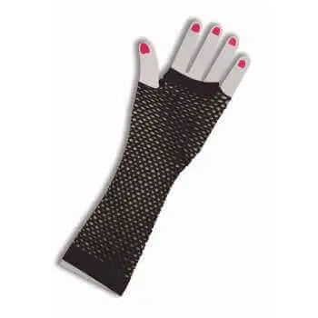 80's Fishnet Fingerless Glove-Long-Black - Party Expo