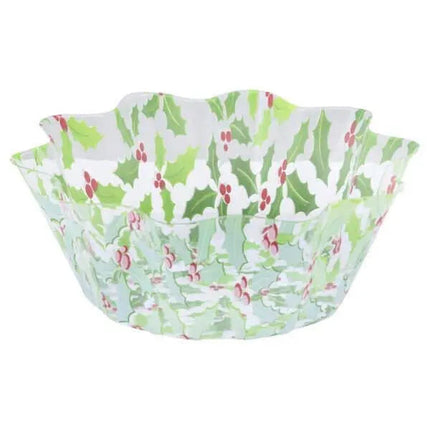 8" Holly Fluted Plastic Bowl - Green Party Expo