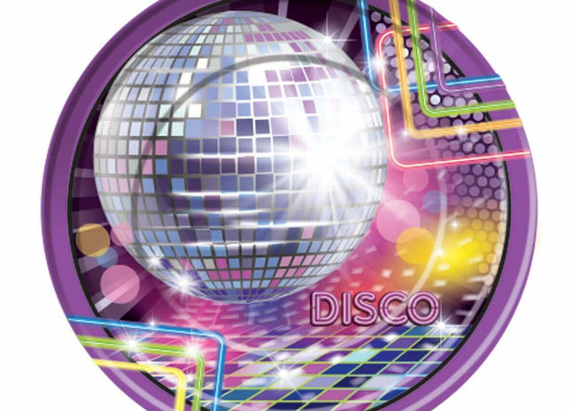 9" Disco Party Paper Plates (8ct) - SKU:F77972 - UPC:721773779725 - Party Expo