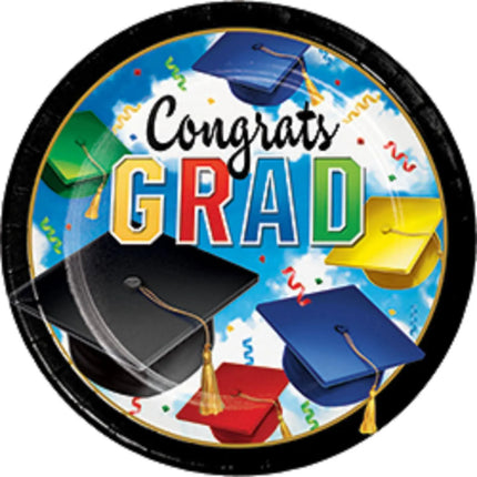 9" Graduation Celebration Plates - Multicolor Party Expo