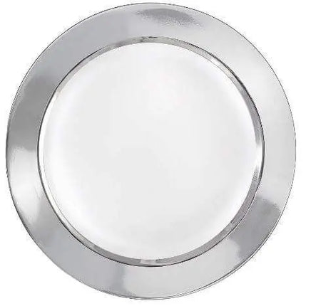 9" White Plate with Solid Silver Hot Stamp Party Expo
