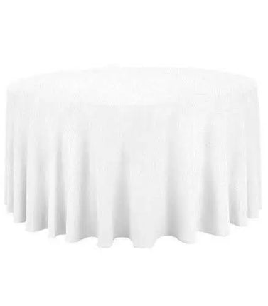 96" Round Fabric Tablecloth- White Party Expo